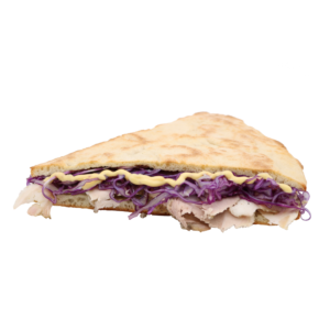Torta al testo-- porchetta, cavolo cappuccio e maionese piccantina