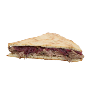 Torta al testo-- pulled pork e cipolla caramellata